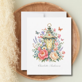 Personalised Florals Lantern Butterfly Cottagecore Card