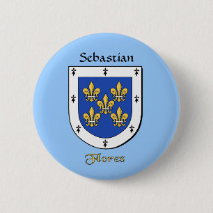 Personalised Flores Historical Shield 6 Cm Round Badge