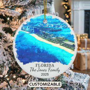 Personalised Florida Ornament, Florida Gift Ceramic Tree Decoration