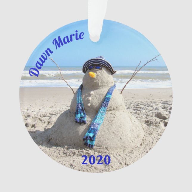 Personalised Florida Snowman - Acrylic Ornament (Front)