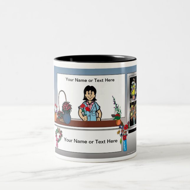 Personalised Florist - Female Cartoon  Two-Tone Coffee Mug (Center)
