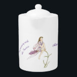 Personalised Flower Fairy Teapot<br><div class="desc">Pretty Flower Fairy Tea Pot- Personalise for an extra special gift. Original artwork of a fairy perched on a sprig of lavender is by fae artist and author Elizabeth Andrews.</div>