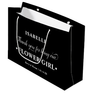 Personalised Flower Girl Black White Thank You Large Gift Bag