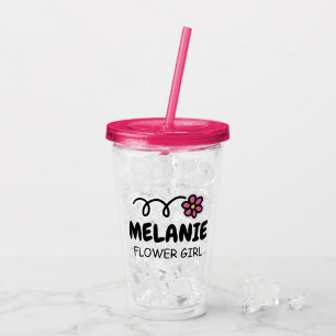 Personalised flower girl name acrylic tumbler cup