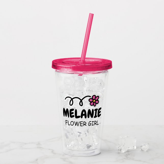 Personalised flower girl name acrylic tumbler cup (Back Ice)