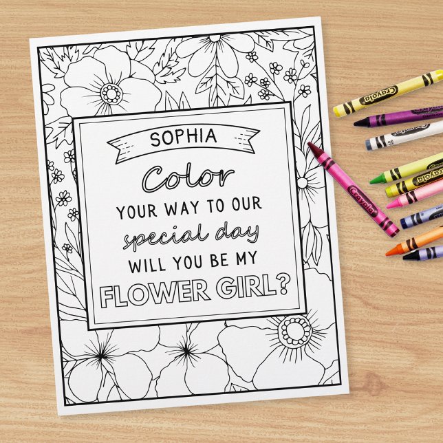 Personalised Flower Girl Proposal Colouring Card (Creator Uploaded)