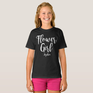 Personalised Flower Girl T-shirt White calligraphy