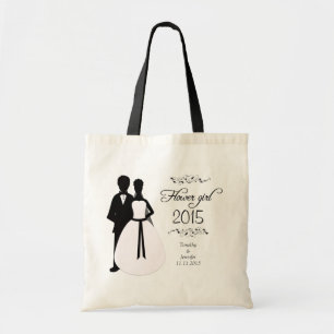 Personalised flower girl wedding favour tote bag
