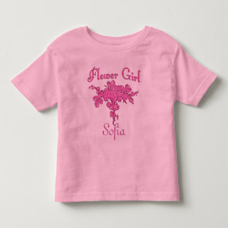 Personalised FLOWER GIRL with Big Pink Bouquet Toddler T-Shirt