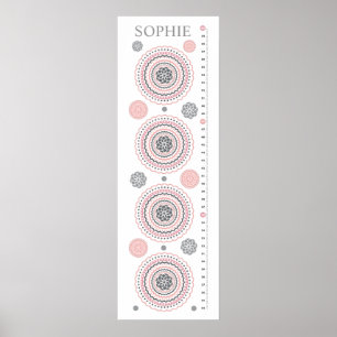 Personalised Flower Growth Chart Baby Girl Nursery