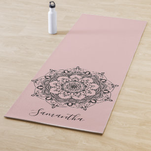 Personalised Flower Mandala Dusty Pink Yoga Mat