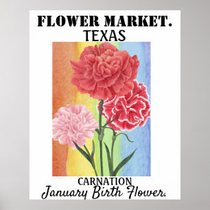 Personalised Flower Market Birth flower Art Print