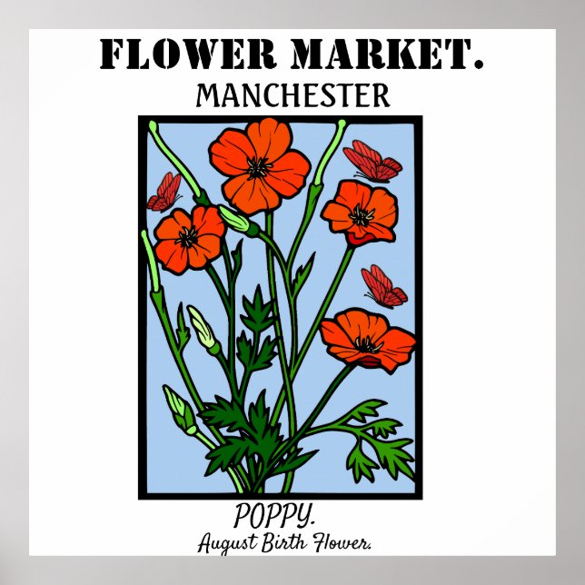 Personalised Flower Market Birth flower Art Print  (Front)