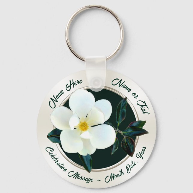 Personalised, Flower Party Favours for ANY Occasio Key Ring (Front)