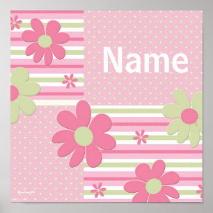 Personalised Flower Poster for Girls Room