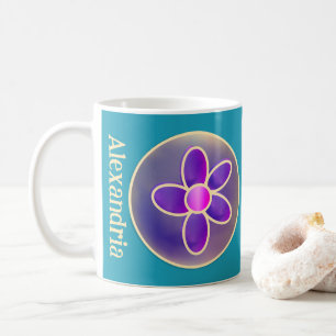 Personalised Flower Purple Teal Hot Pink Coffee Mug