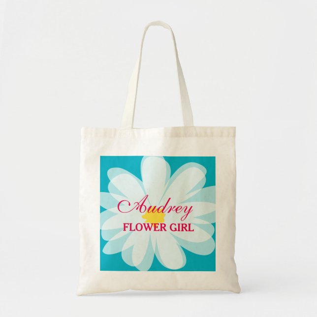 Personalised flowergirl wedding tote bag for girls (Front)