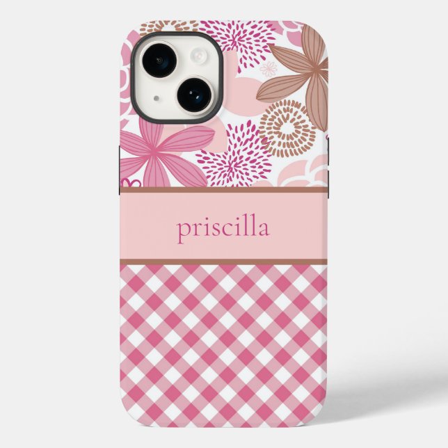 Personalised Flowers and Plaid Phone Case (Back)