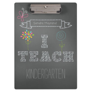 Personalised Flowers Chalkboard I Teach Clipboard
