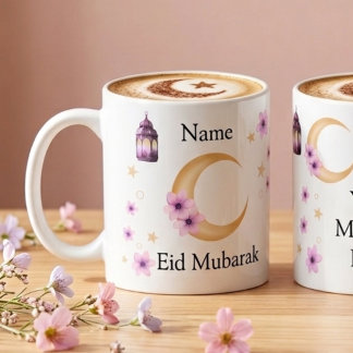Personalised Flowers Eid Mubarak Ceramic Mug
