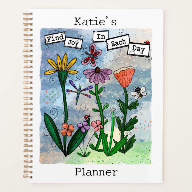 Personalised Flowers Musical Notes and Joy Artwork Planner (Front)
