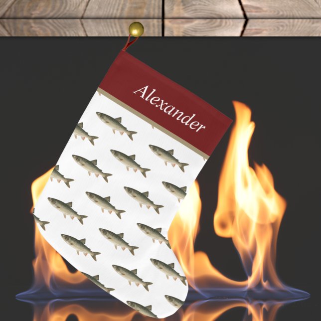 Personalised Fly Fishermen's Holiday Fly Fish  Large Christmas Stocking (Creator Uploaded)