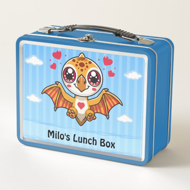 Personalised Flying Dinosaur Lunch Box – Add Name (Front)