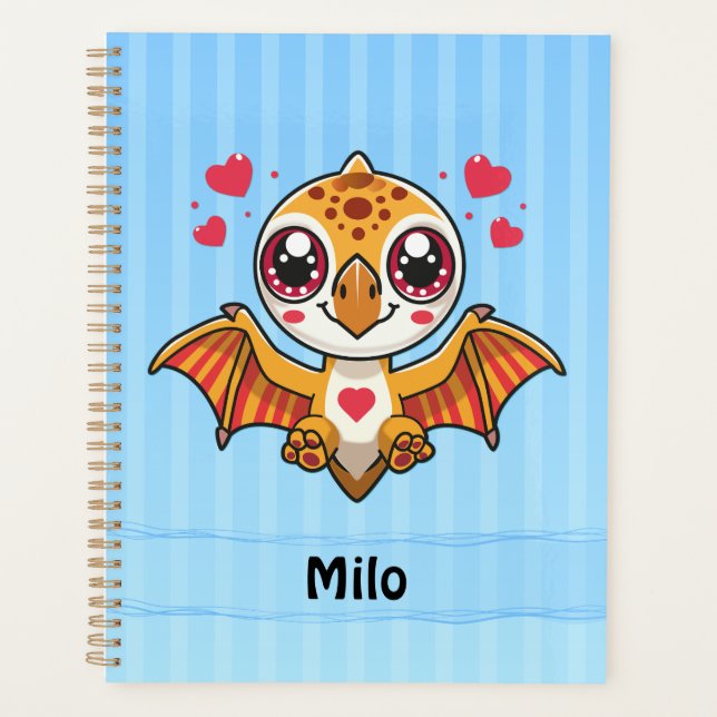 Personalised Flying Dinosaur Planner – Add Name (Front)
