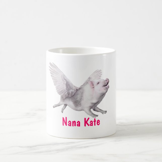 Personalised Flying Pig Mug for Mum Grandma Nana (Center)