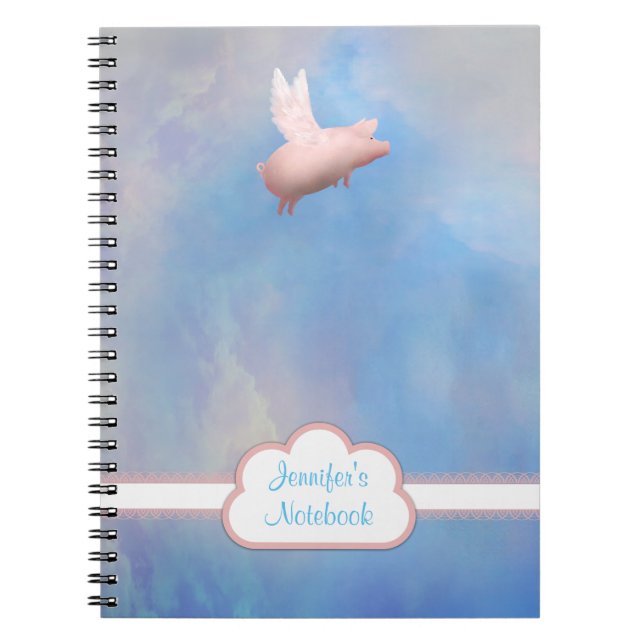 Personalised Flying Pig Notebook (Front)