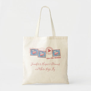 Personalised Flying Pig Postage Tote Bag