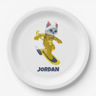Personalised Flying Skateboard Magnet Paper Plate