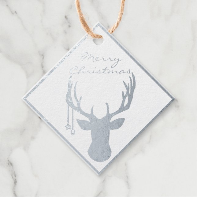 Personalised Foil Christmas Deer Tag Set (Front)