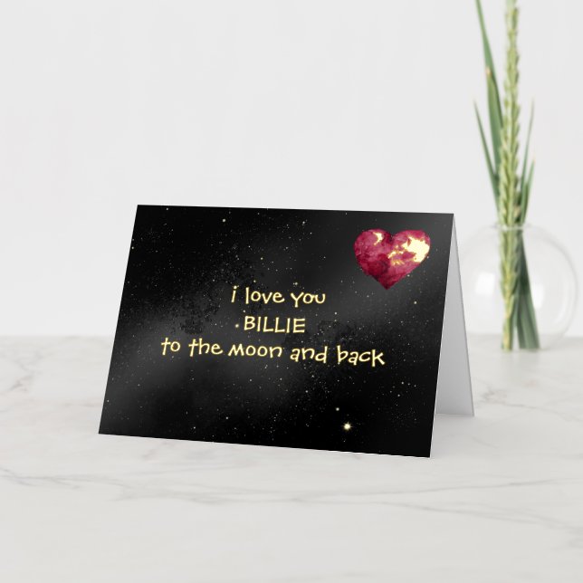 Personalised Foil Love you to the Moon folded card (Front)