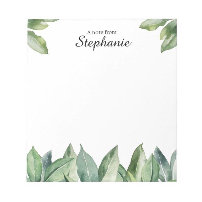 Personalised Foliage Watercolor Notepad (Front)