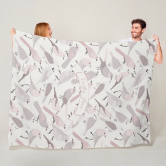 Personalised Folk Art Mauve Bird Pattern Fleece Blanket