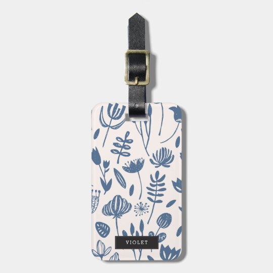 Personalised | Folk Botanical Print Luggage Tag