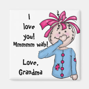 Personalised Folk Rag Doll Cartoon Magnet