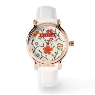 Personalised Folk Scandi Boho Vintage Floral Watch