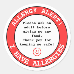Personalised Food Allergy Alert Kids Classic Round Sticker
