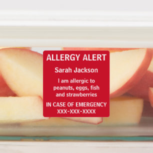 Personalised Food Allergy Alert Kids Daycare