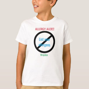 Personalised Food Allergy Alert Kids NO Symbol T-Shirt