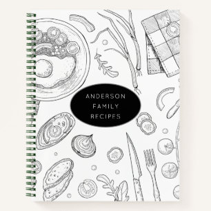 Personalised Food Drawing Recipe Notebook