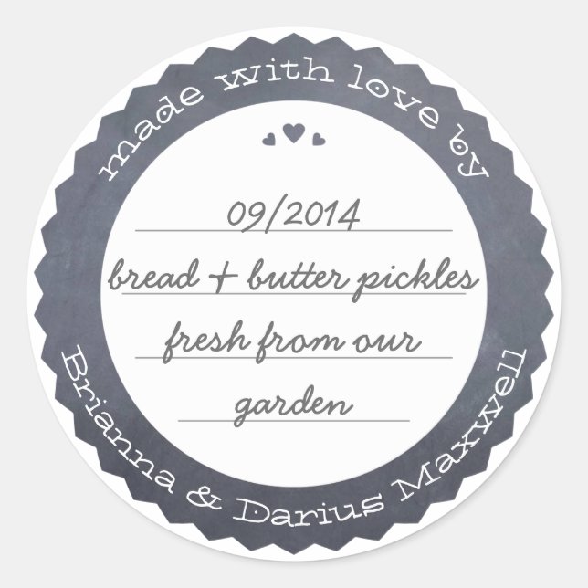 Personalised Food Gift Label Circle Chalkboard (Front)