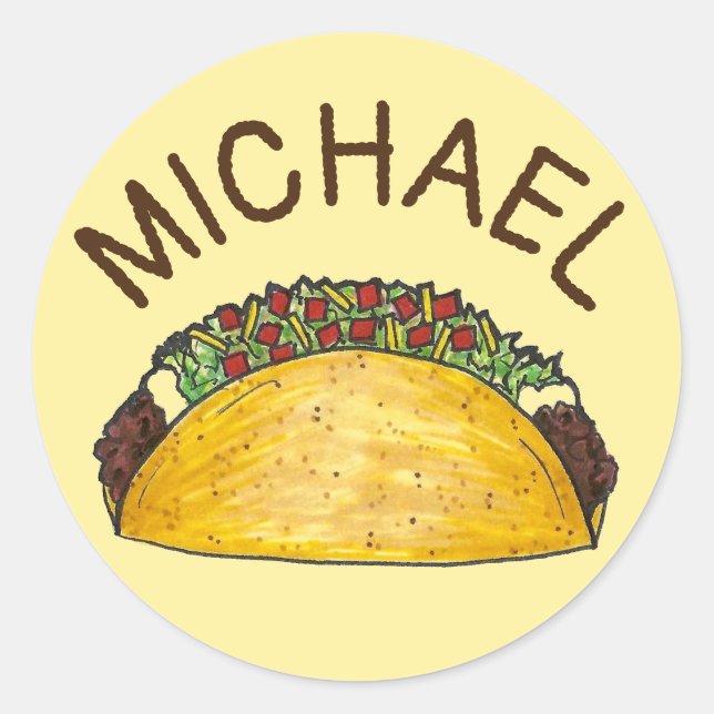 Personalised Foodie Taco Mexican Food Classic Round Sticker (Front)