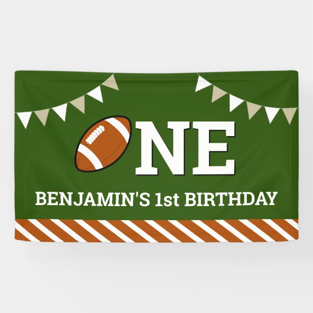 Personalised Football 1st Birthday Party Banner (Horizontal)