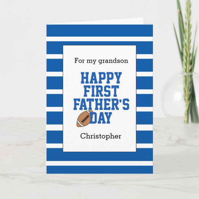 Personalised Football 1st Father's Day Grandson Card (Front)