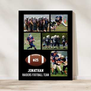 Personalised Football 5 Photo Collage Name Team # Poster