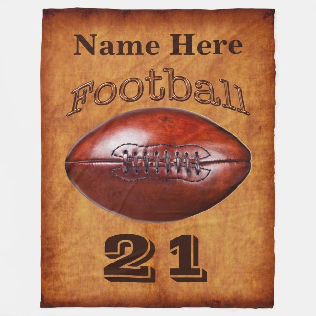 Personalised Football Blanket, Cool Vintage look Fleece Blanket (Front)