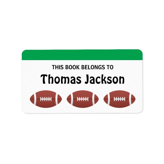 Personalised football cartoon bookplates for kids address label